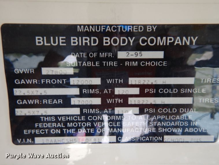 image for item GI9361 1996 Blue Bird TC2000 school bus