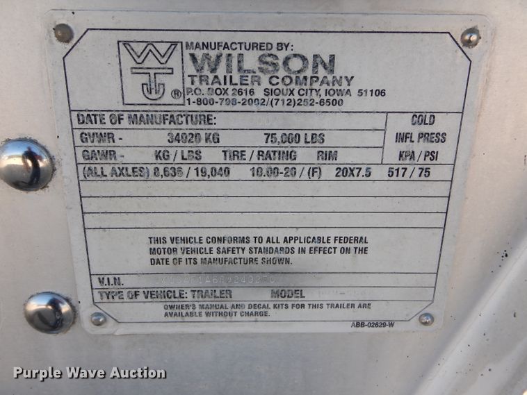 image for item DH2618 2008 Wilson DWH-550 double hopper bottom grain trailer