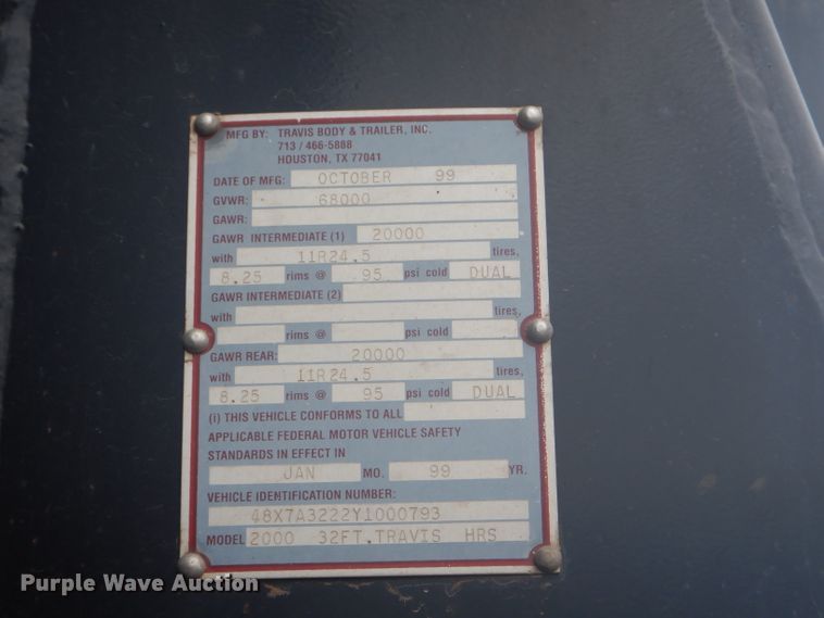 image for item DD4474 2000 Travis HRS end dump trailer