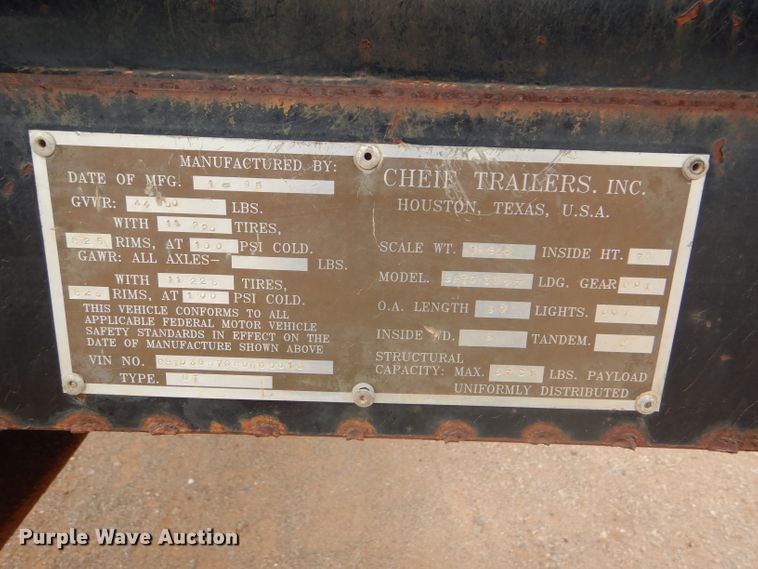 image for item DD4475 1995 Chief CHTD3057 end dump trailer