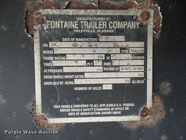 image for item DF0804 1999 Fontaine flatbed trailer