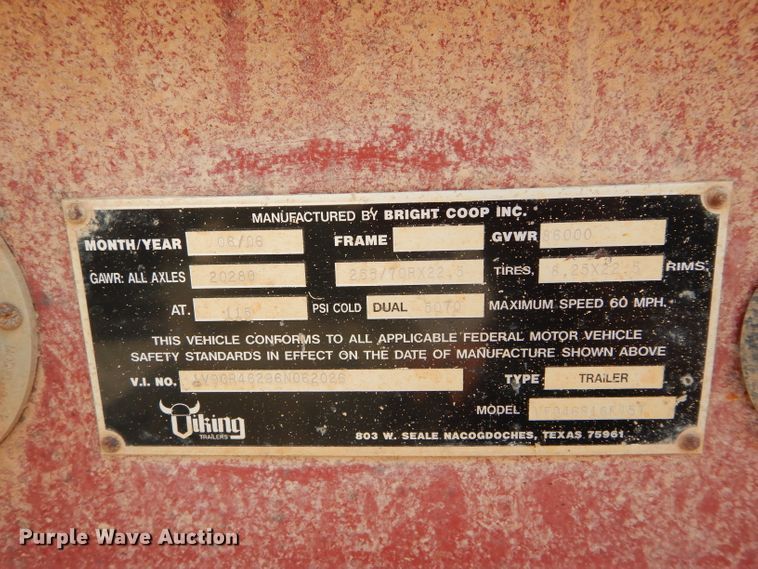 image for item DG4203 2006 Viking VFD46R16F35T drop deck equipment trailer