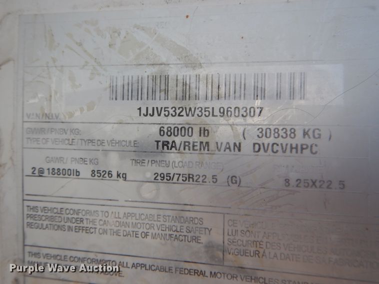 image for item DH6198 2005 Wabash dry van trailer