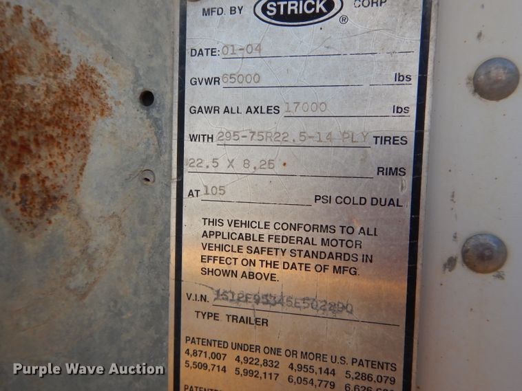 image for item DH6199 2005 Strick dry van trailer