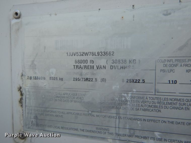 image for item DH6201 2006 Wabash dry van trailer