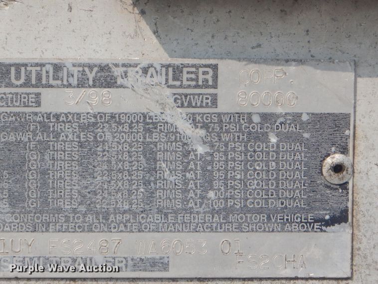 image for item FC9922 1998 Utility flatbed trailer