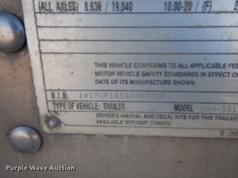 image for item FU9718 2008 Wilson DWH-551PA double hopper bottom grain trailer