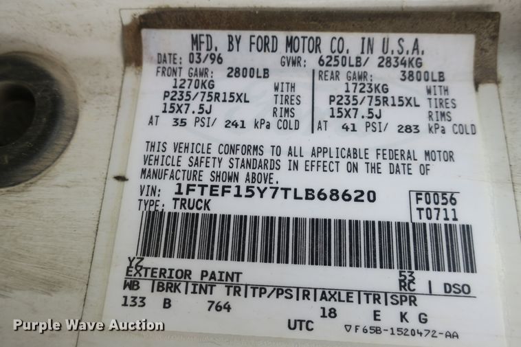 image for item DB10173 1996 Ford F150 pickup truck