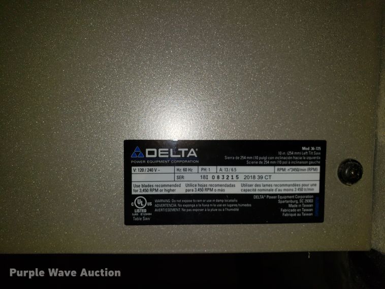 image for item DG8858 2018 Delta 36-725 table saw