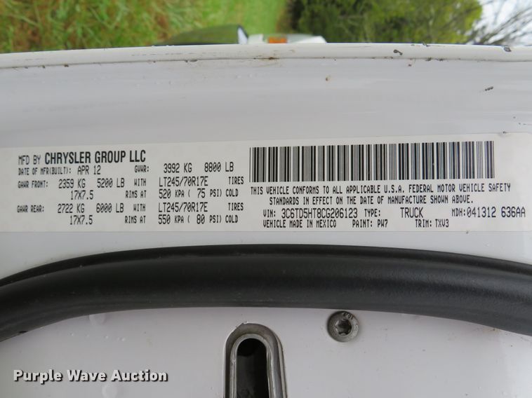 image for item DH1629 2012 Dodge Ram 2500HD Crew Cab pickup truck