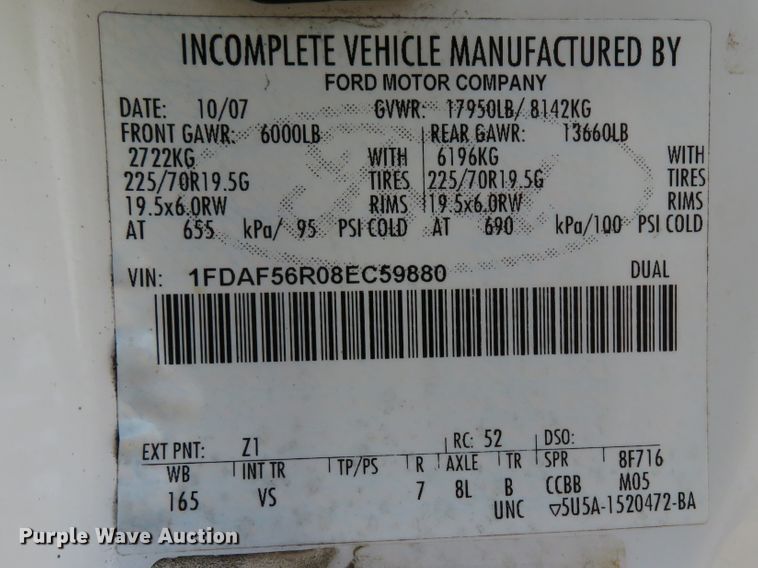 image for item DH1639 2008 Ford F550 Super Duty XL utility truck