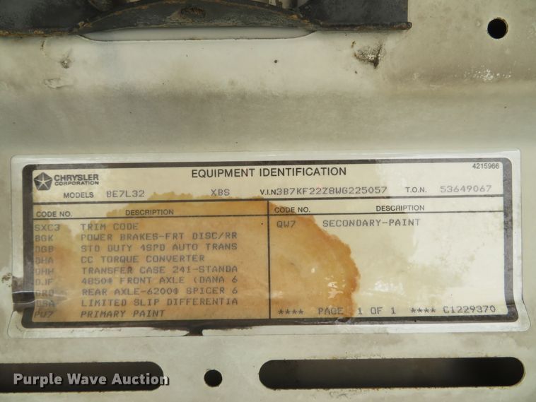 image for item DH1641 1998 Dodge Ram 2500 Club Cab utility bed pickup truck