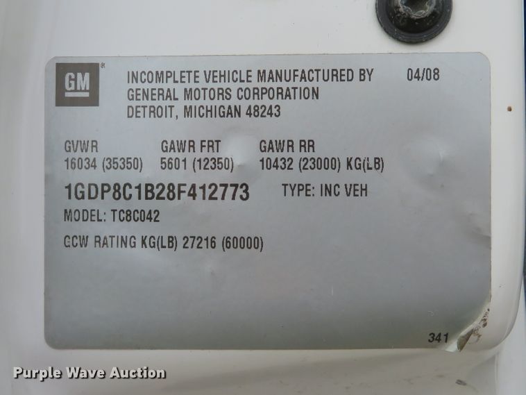 image for item DH1644 2008 GMC C8500 dump truck