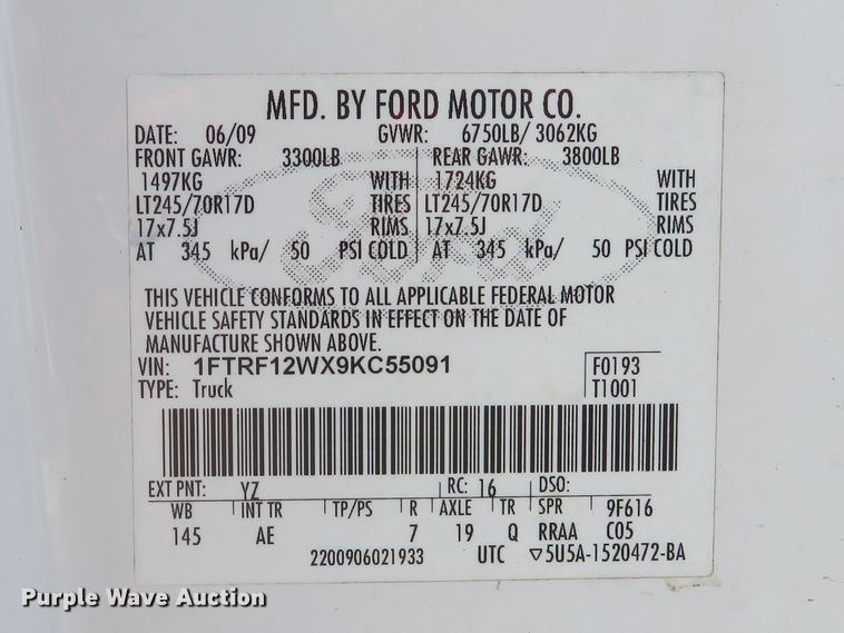 image for item DH1647 2009 Ford F150 XL pickup truck