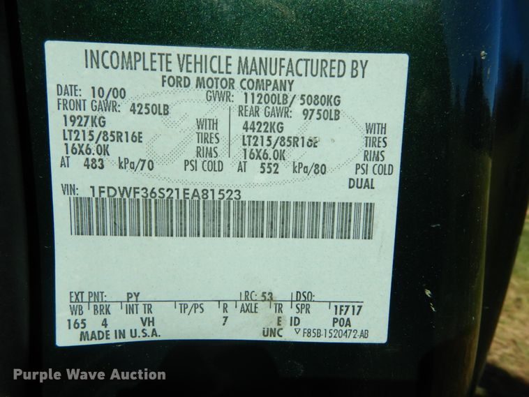 image for item DH2172 2001 Ford F350 Super Duty XL dump bed pickup truck