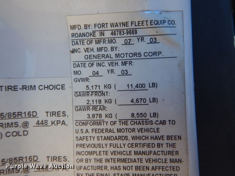 image for item DH2180 2003 Chevrolet Silverado 3500 Crew Cab utility bed pickup truck