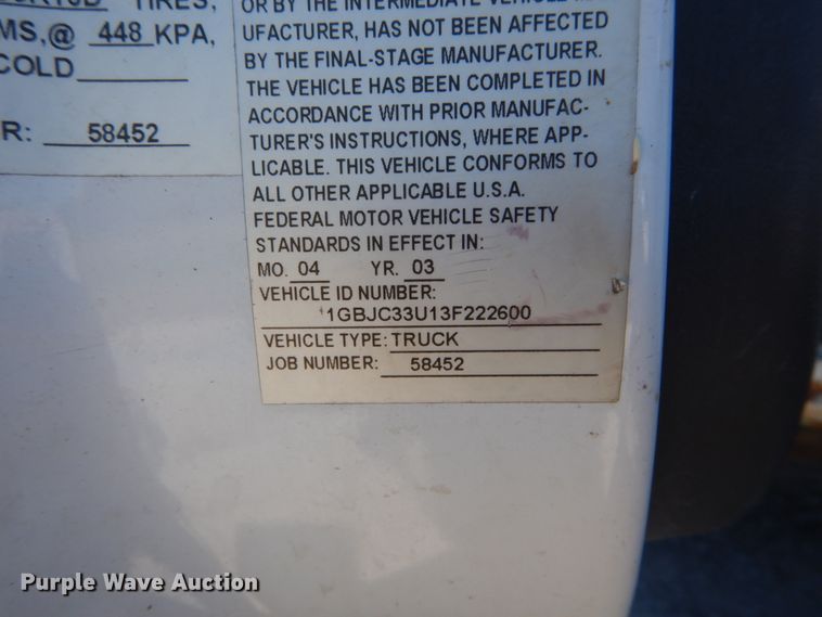 image for item DH2180 2003 Chevrolet Silverado 3500 Crew Cab utility bed pickup truck