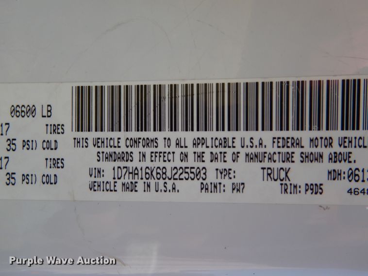 image for item DH2182 2008 Dodge Ram 1500 pickup truck