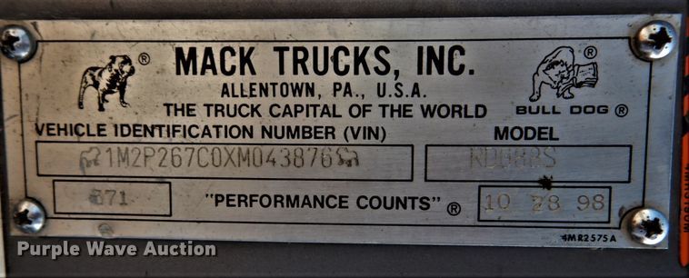 image for item DH2188 1999 Mack RD688S roll off container truck