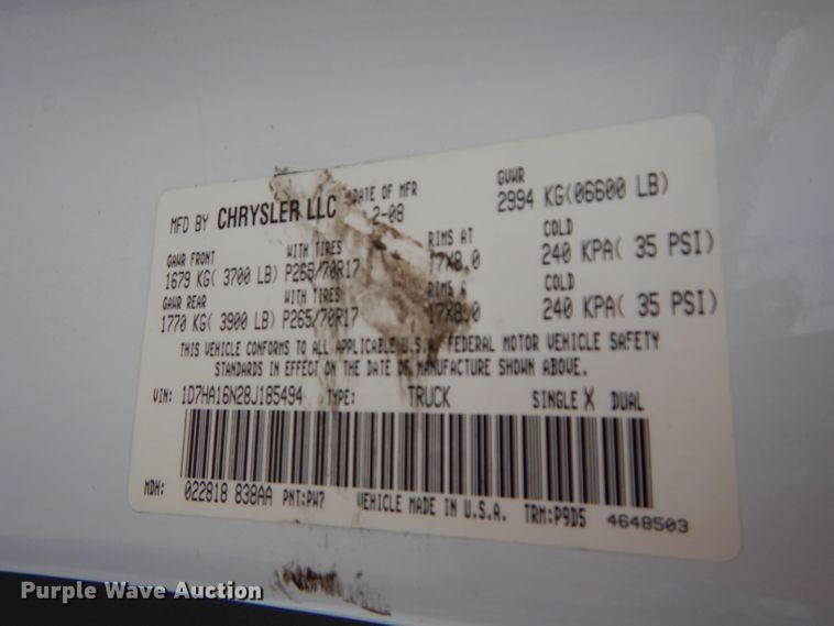 image for item DH2570 2008 Dodge Ram 1500 pickup truck