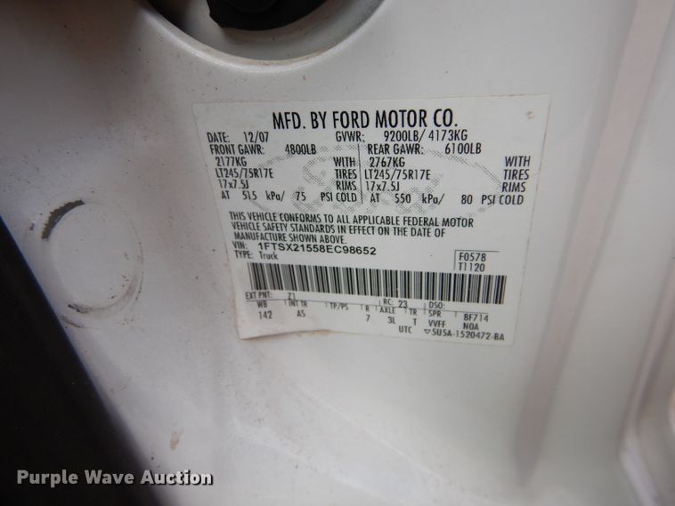 image for item DH3593 2008 Ford F250 Super Duty SuperCab pickup truck