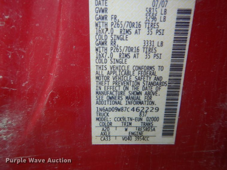 image for item DH6230 2007 Nissan Frontier SE Crew Cab pickup truck