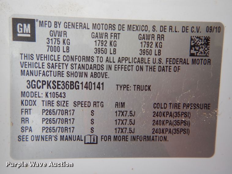 image for item DH6242 2011 Chevrolet Silverado 1500 LT Crew Cab pickup truck