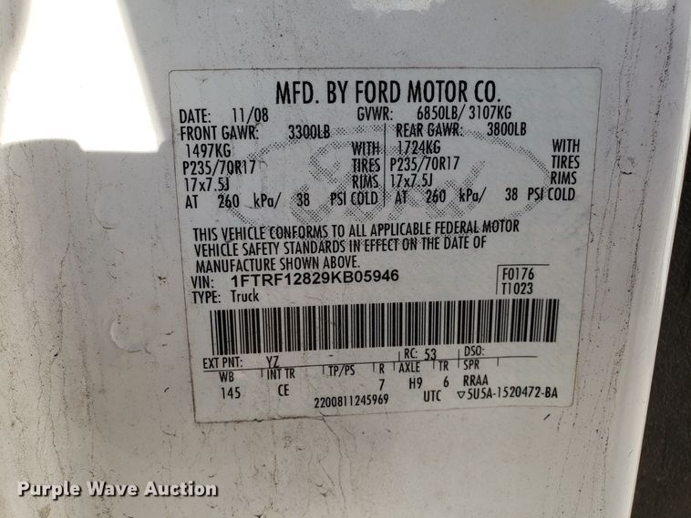 image for item ET9911 2009 Ford F150 pickup truck