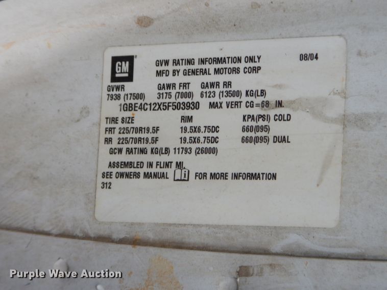 image for item EY9334 2005 Chevrolet C4500 utility truck