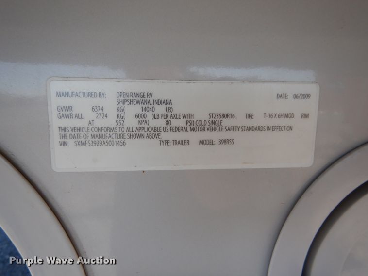 image for item FK9892 2010 Open Range Residential camper