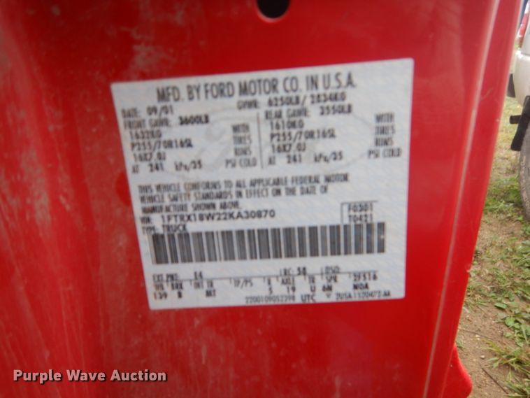 image for item FU9636 2002 Ford F150 SuperCab pickup truck