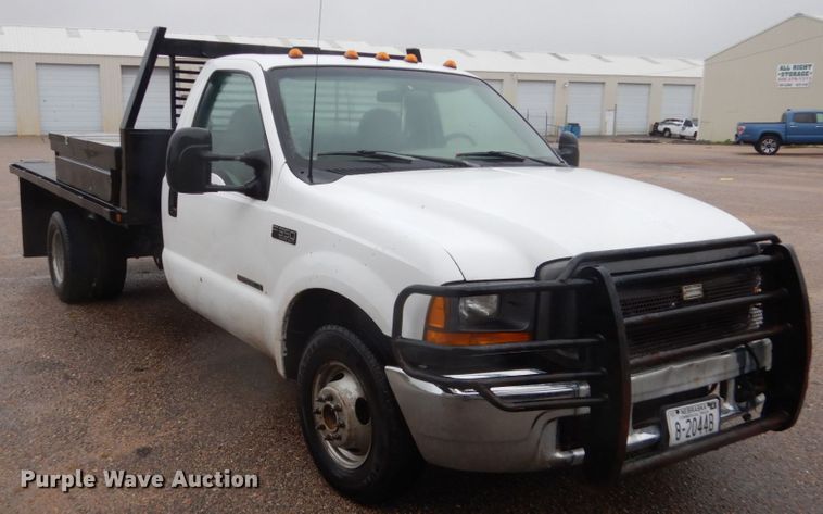 image for item FU9732 1999 Ford F350 Super Duty flatbed pickup truck