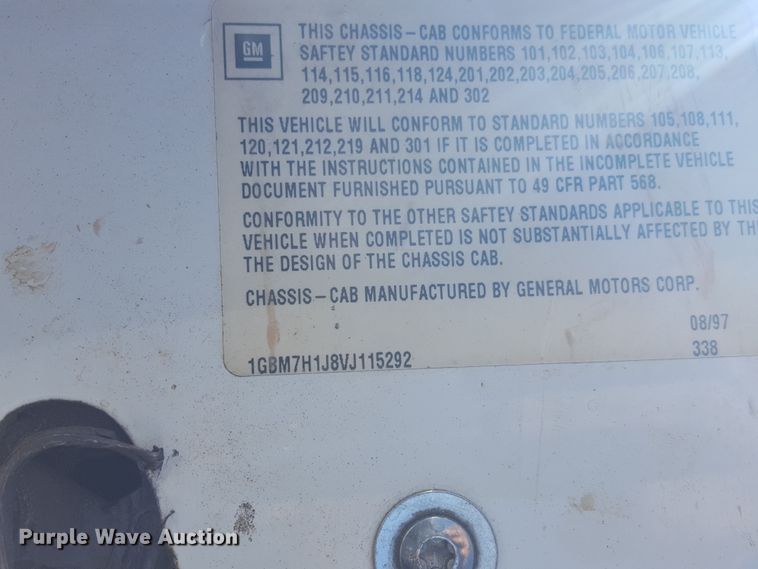 image for item GC9067 1997 Chevrolet C7500 truck cab and chassis