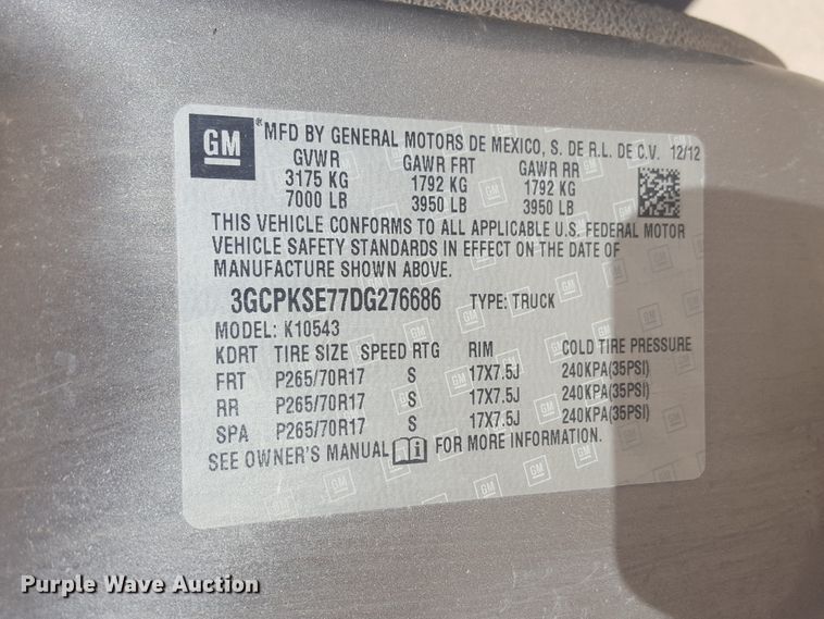 image for item GC9069 2013 Chevrolet Silverado 1500 Crew Cab pickup truck