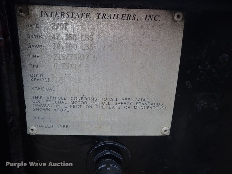 image for item DB7663 1997 Interstate equipment trailer