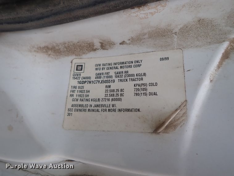 image for item DB7665 2000 GMC C8500 flatbed truck