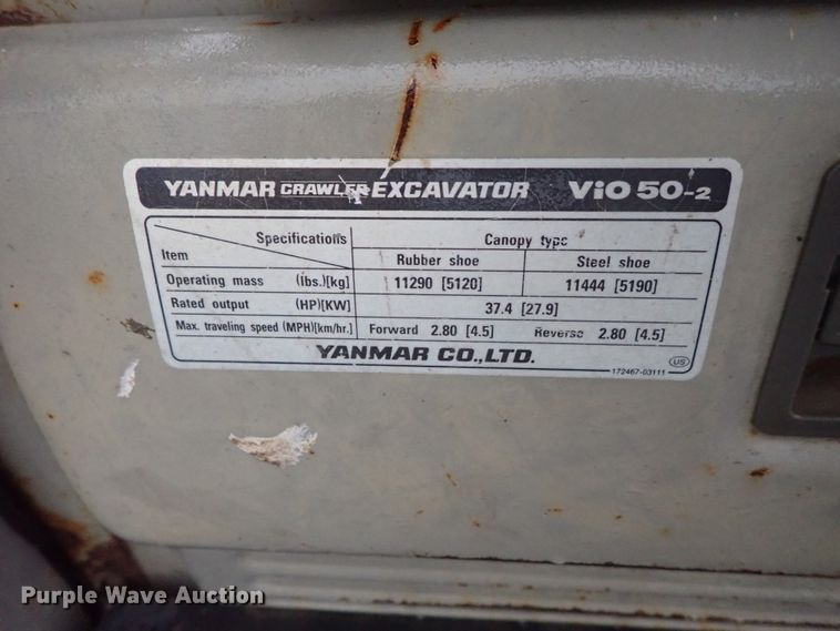 image for item DB7667 2003 Yanmar ViO50-2 mini excavator