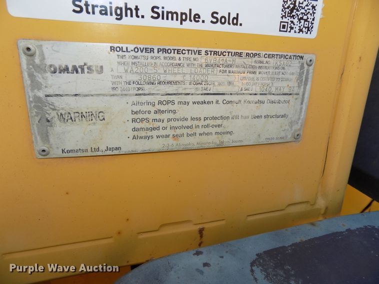 image for item DG2464 2006 Komatsu WA200-5 wheel loader