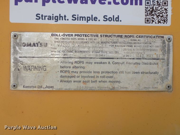 image for item DG2464 2006 Komatsu WA200-5 wheel loader