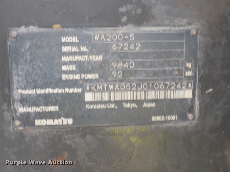 image for item DG2464 2006 Komatsu WA200-5 wheel loader