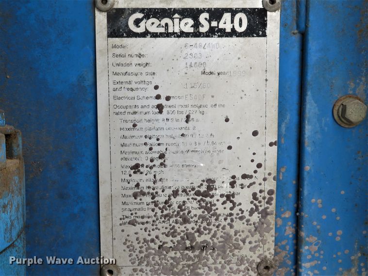 image for item DH1614 1999 Genie S40 boom lift