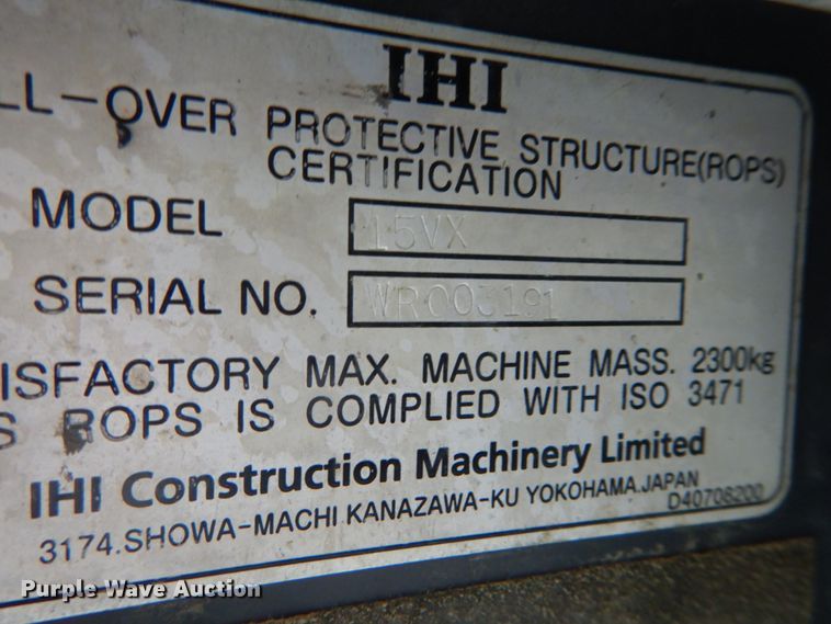 image for item DH2161 2010 IHI 15VX mini excavator