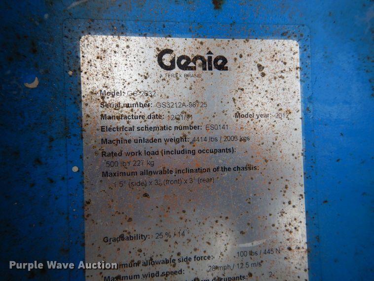 image for item DH2167 2012 Genie GS-2632 scissor lift