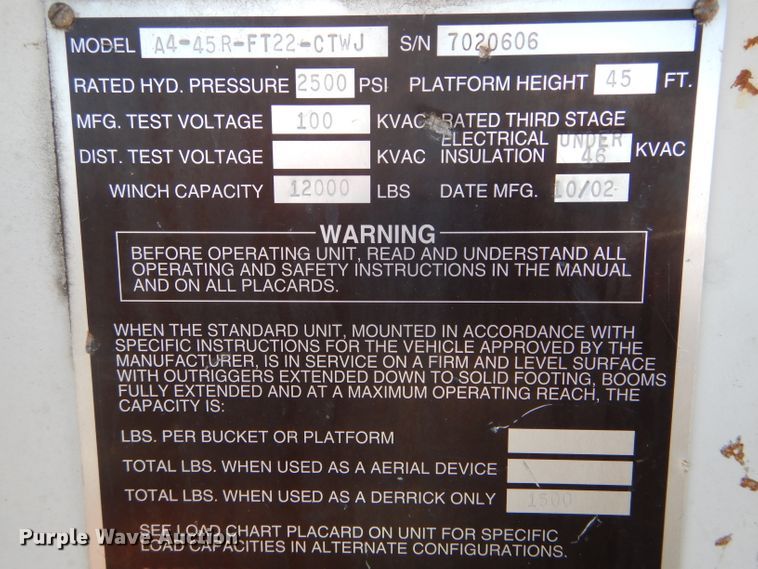 image for item DH6238 2002 International 4300 digger derrick truck