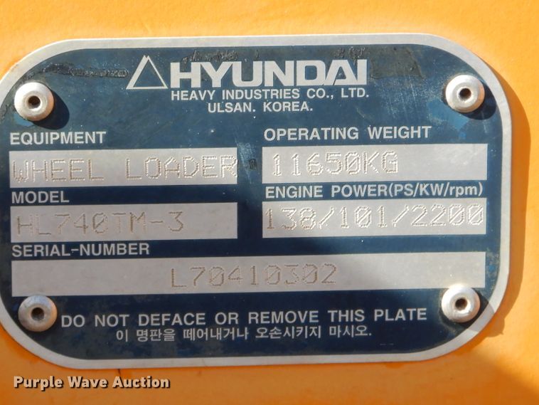 image for item EY9342 2000 Hyundai HL740-3 wheel loader