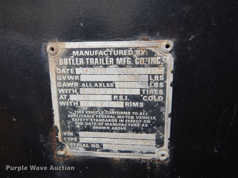 image for item FJ9796 1999 Butler equipment trailer