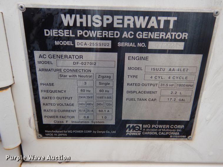 image for item FU9635 Multiquip Whisperwatt generator