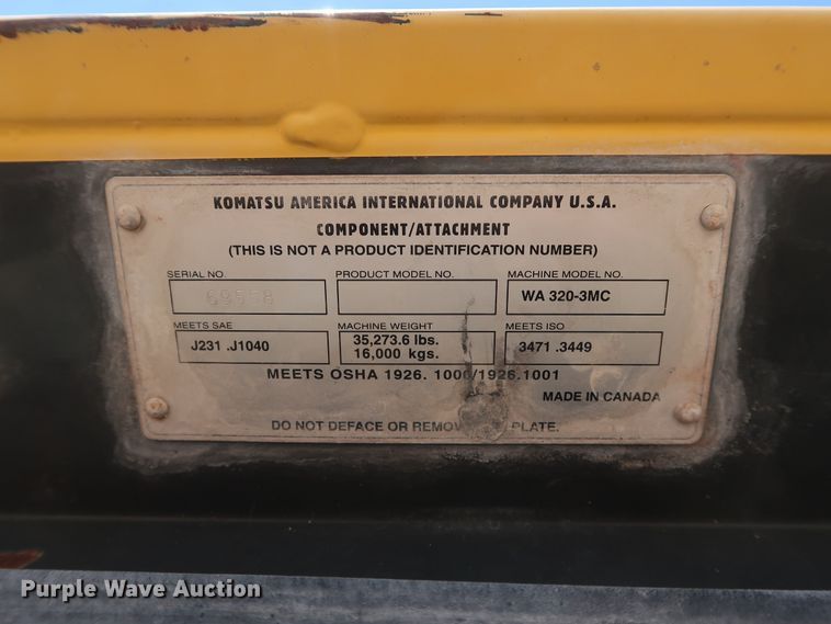 image for item DG7021 2001 Komatsu WA320-3MC wheel loader