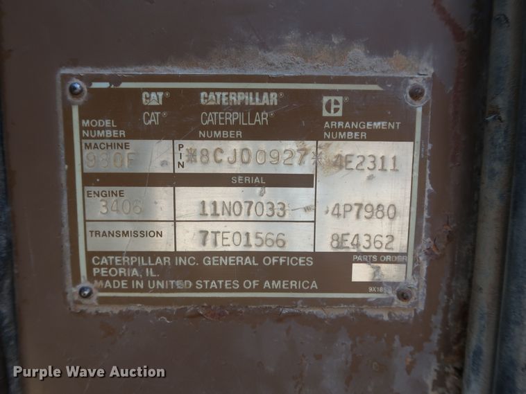 image for item DG7031 1993 Caterpillar 980F wheel loader