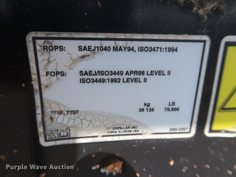 image for item DG7032 2007 Caterpillar 775F haul truck